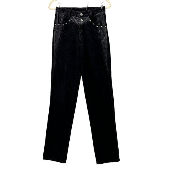 Roughrider Denim - Vintage Roughrider Western Black Faux Leather Denim Jeans Womens 5/6